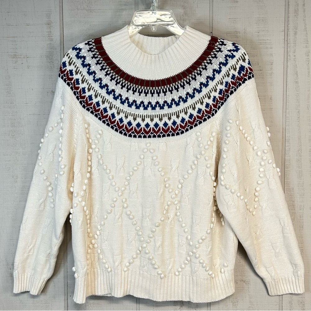 Vintage Womens Fair Isle Sweater Jumper XL Pullover Cable Bobble Knit Grannycore